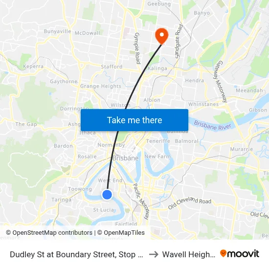 Dudley St at Boundary Street, Stop 24 to Wavell Heights map