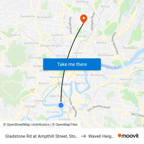Gladstone Rd at Ampthill Street, Stop 13 to Wavell Heights map