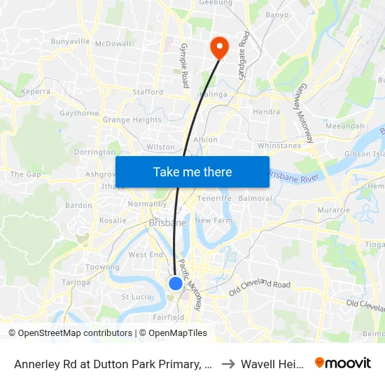 Annerley Rd at Dutton Park Primary, Stop 10 to Wavell Heights map