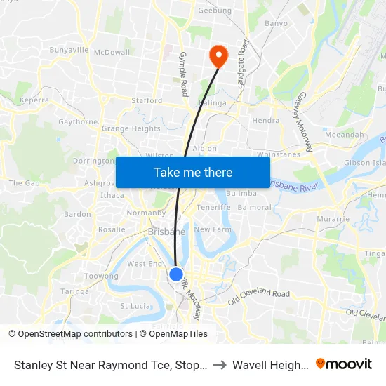 Stanley St Near Raymond Tce, Stop 6 to Wavell Heights map