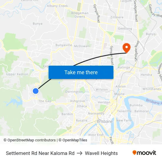 Settlement Rd Near Kaloma Rd to Wavell Heights map