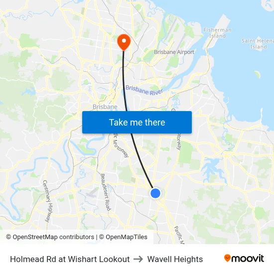 Holmead Rd at Wishart Lookout to Wavell Heights map