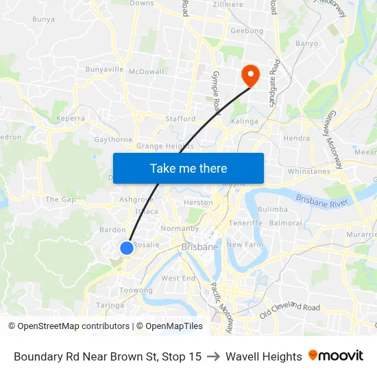 Boundary Rd Near Brown St, Stop 15 to Wavell Heights map