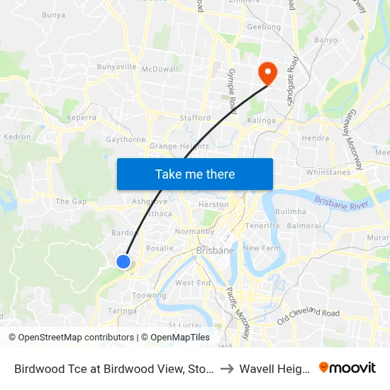 Birdwood Tce at Birdwood View, Stop 30 to Wavell Heights map