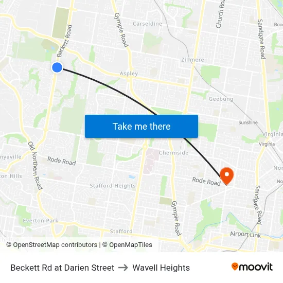 Beckett Rd at Darien Street to Wavell Heights map
