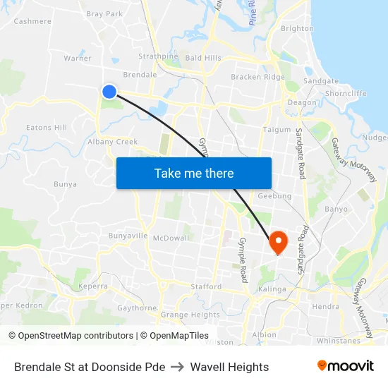 Brendale St at Doonside Pde to Wavell Heights map