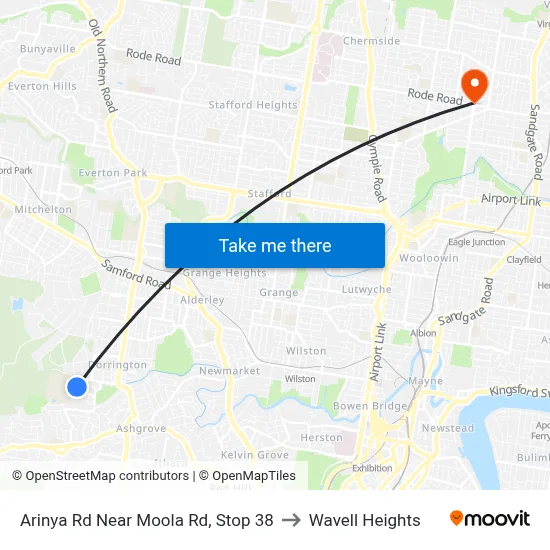 Arinya Rd Near Moola Rd, Stop 38 to Wavell Heights map