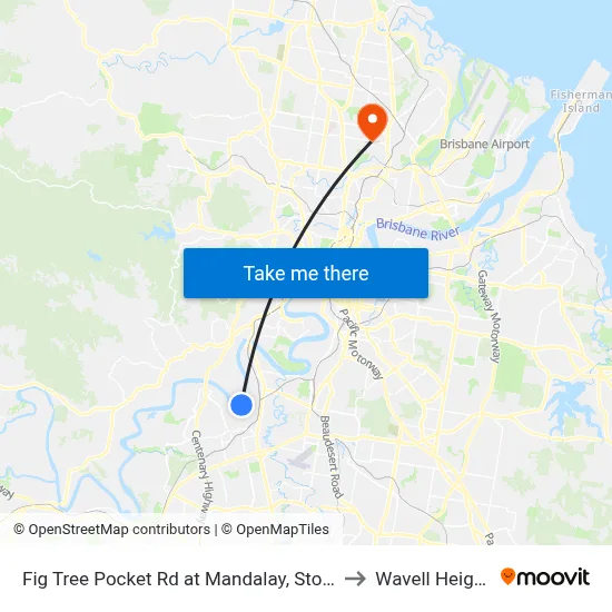 Fig Tree Pocket Rd at Mandalay, Stop 44 to Wavell Heights map