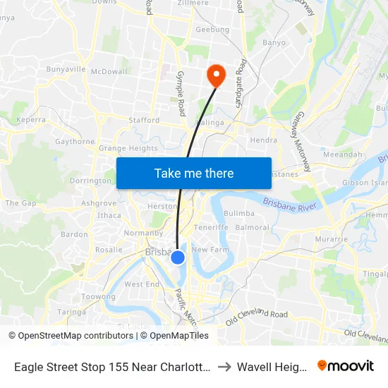 Eagle Street Stop 155 Near Charlotte St to Wavell Heights map