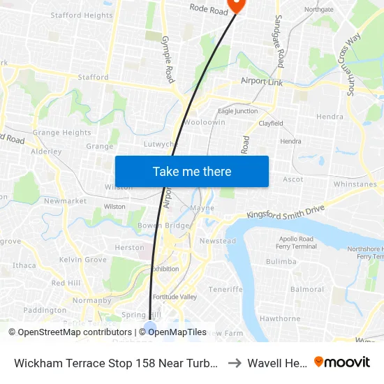 Wickham Terrace Stop 158 Near Turbot St, Stand A to Wavell Heights map