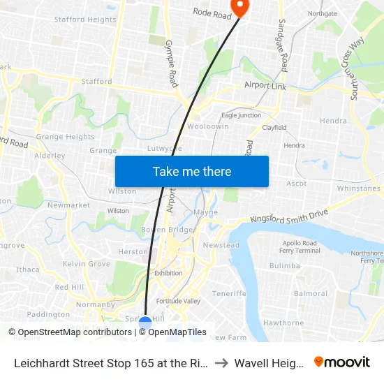 Leichhardt Street Stop 165 at the Ridge to Wavell Heights map