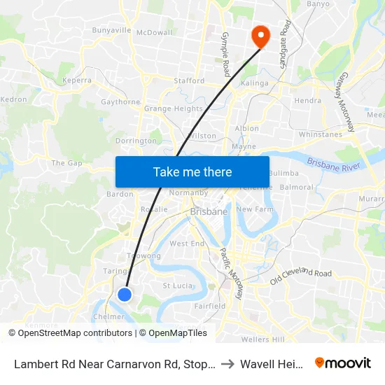 Lambert Rd Near Carnarvon Rd, Stop 36/27 to Wavell Heights map