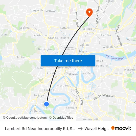Lambert Rd Near Indooroopilly Rd, Stop 24 to Wavell Heights map