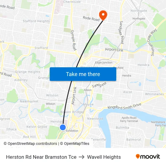 Herston Rd Near Bramston Tce to Wavell Heights map