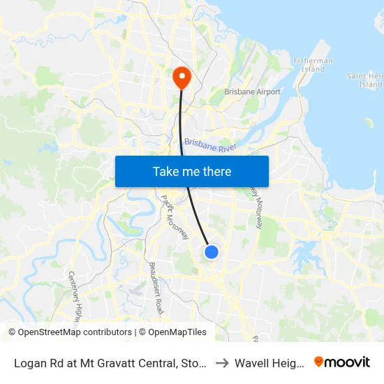 Logan Rd at Mt Gravatt Central, Stop 37 to Wavell Heights map