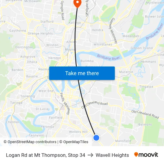 Logan Rd at Mt Thompson, Stop 34 to Wavell Heights map