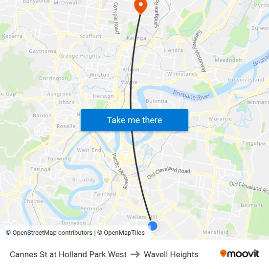 Cannes St at Holland Park West to Wavell Heights map