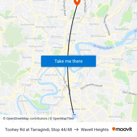 Toohey Rd at Tarragindi, Stop 44/48 to Wavell Heights map