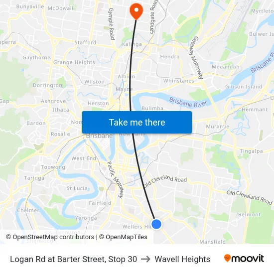 Logan Rd at Barter Street, Stop 30 to Wavell Heights map