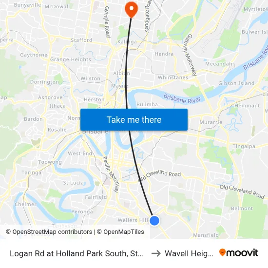Logan Rd at Holland Park South, Stop 31 to Wavell Heights map