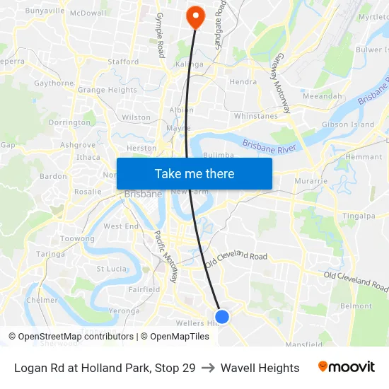 Logan Rd at Holland Park, Stop 29 to Wavell Heights map