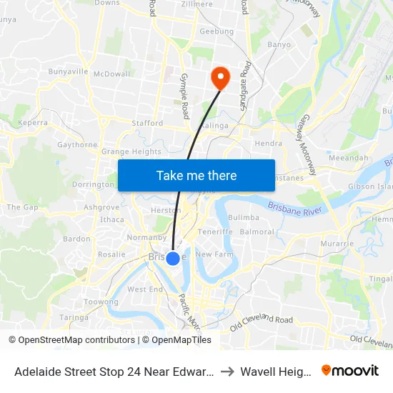 Adelaide Street Stop 24 Near Edward St to Wavell Heights map