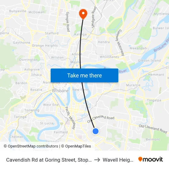 Cavendish Rd at Goring Street, Stop 34 to Wavell Heights map