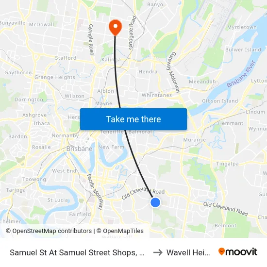 Samuel St At Samuel Street Shops, Stop 41 to Wavell Heights map