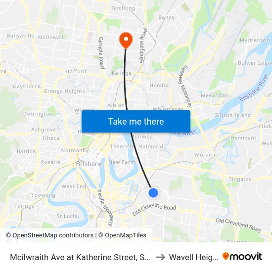 Mcilwraith Ave at Katherine Street, Stop 28 to Wavell Heights map