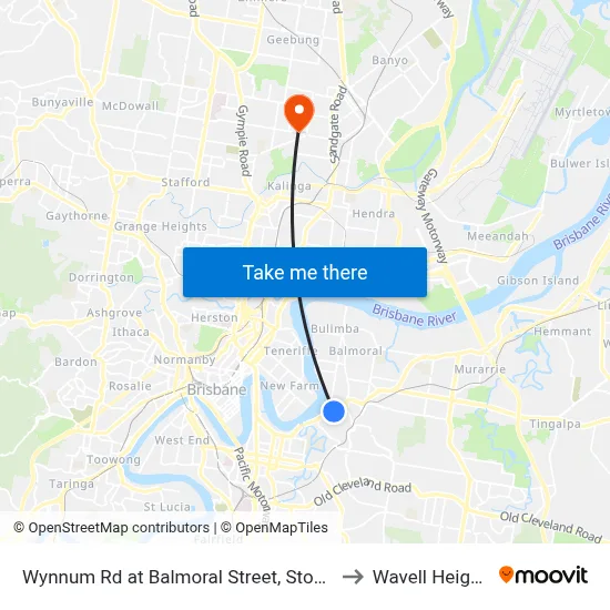 Wynnum Rd at Balmoral Street, Stop 21 to Wavell Heights map