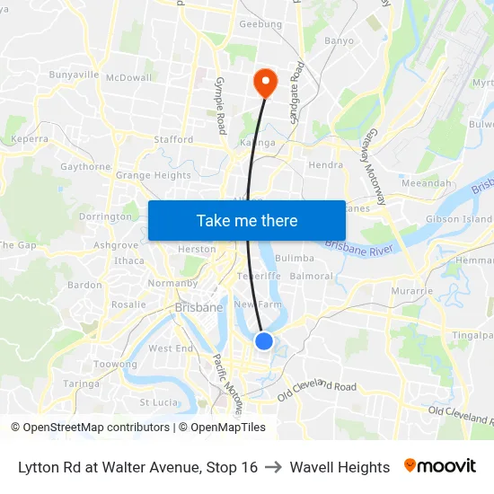 Lytton Rd at Walter Avenue, Stop 16 to Wavell Heights map