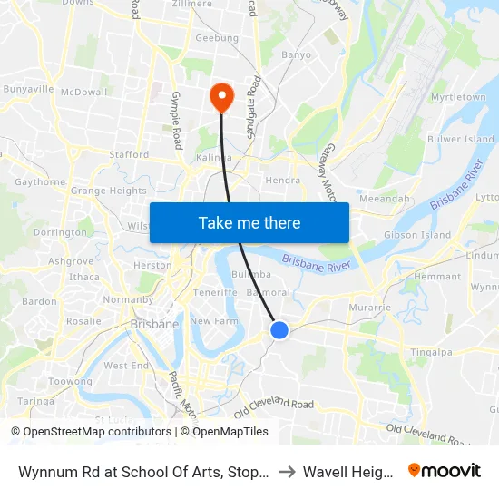 Wynnum Rd at School Of Arts, Stop 27 to Wavell Heights map