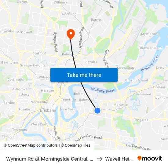 Wynnum Rd at Morningside Central, Stop 30 to Wavell Heights map