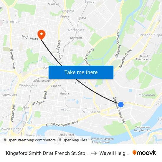 Kingsford Smith Dr at French St, Stop 40 to Wavell Heights map