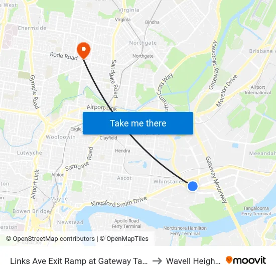 Links Ave Exit Ramp at Gateway Tafe to Wavell Heights map