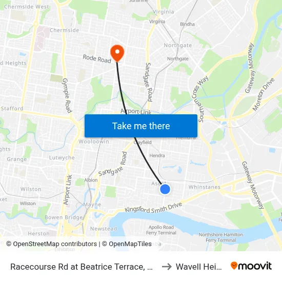 Racecourse Rd at Beatrice Terrace, Stop 22 to Wavell Heights map