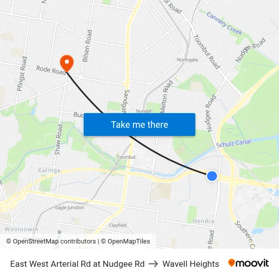 East West Arterial Rd at Nudgee Rd to Wavell Heights map