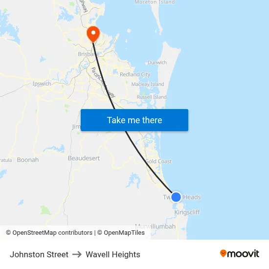 Johnston Street to Wavell Heights map