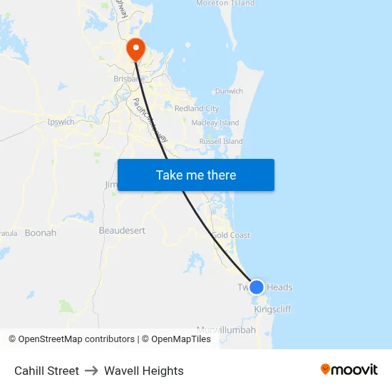 Cahill Street to Wavell Heights map