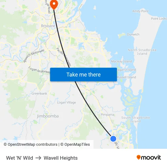 Wet 'N' Wild to Wavell Heights map