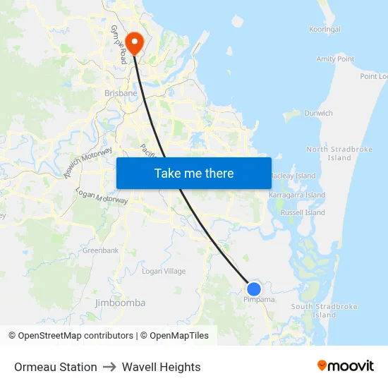 Ormeau Station to Wavell Heights map