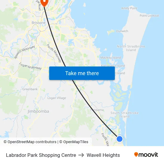Labrador Park Shopping Centre to Wavell Heights map
