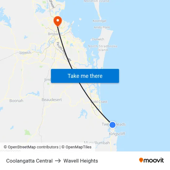 Coolangatta Central to Wavell Heights map