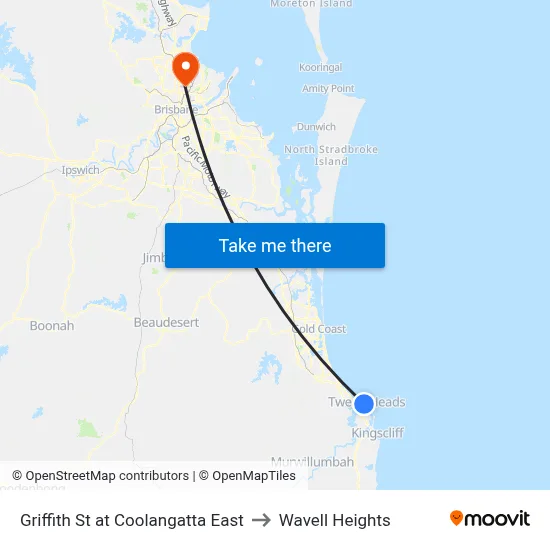 Griffith St at Coolangatta East to Wavell Heights map