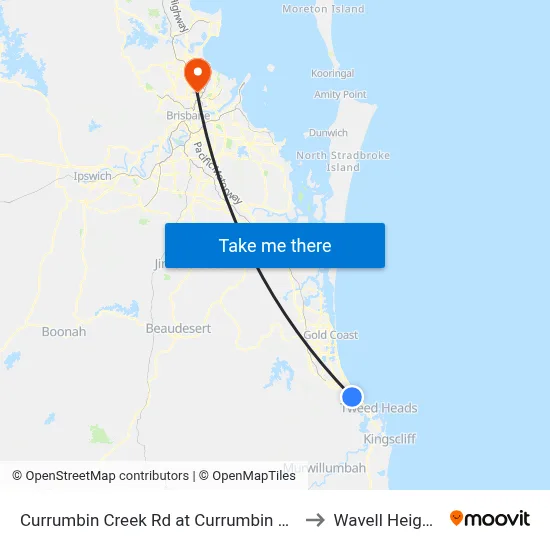Currumbin Creek Rd at Currumbin RSL to Wavell Heights map