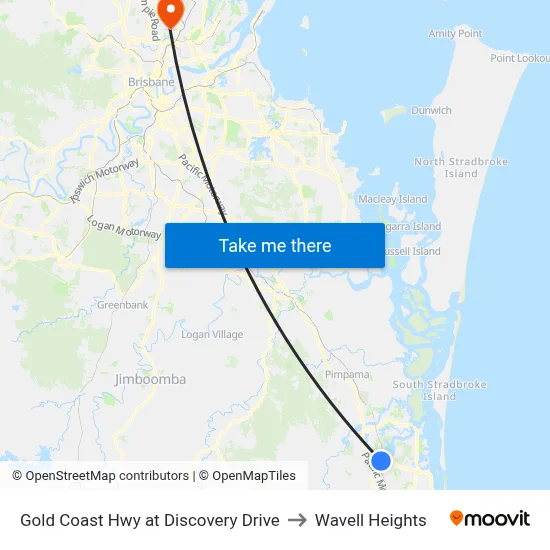Gold Coast Hwy at Discovery Drive to Wavell Heights map