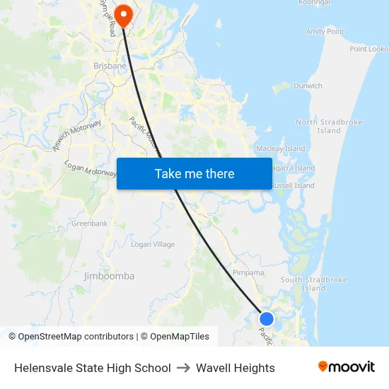 Helensvale State High School to Wavell Heights map
