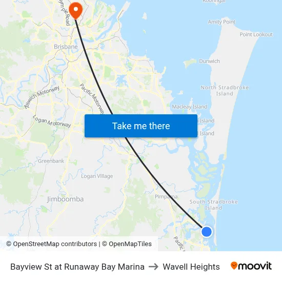 Bayview St at Runaway Bay Marina to Wavell Heights map