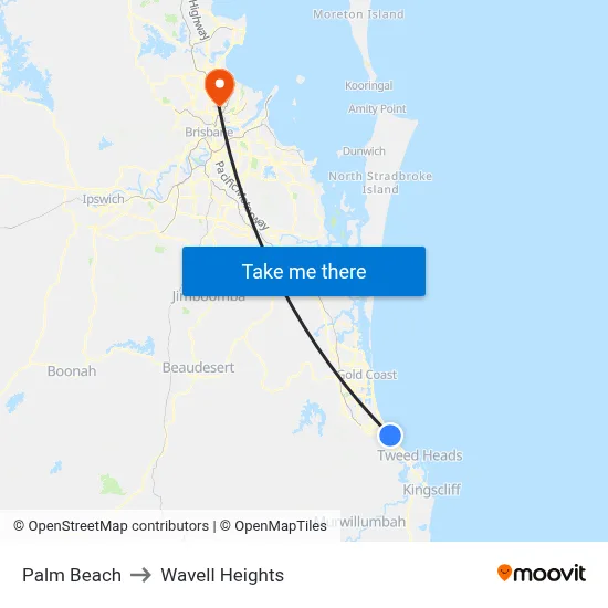 Palm Beach to Wavell Heights map