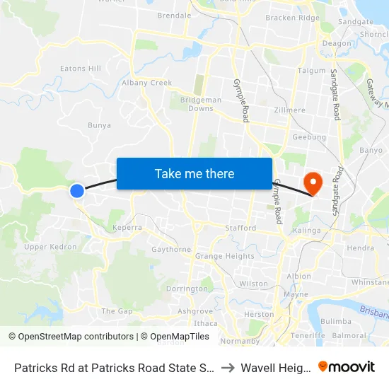 Patricks Rd at Patricks Road State School to Wavell Heights map